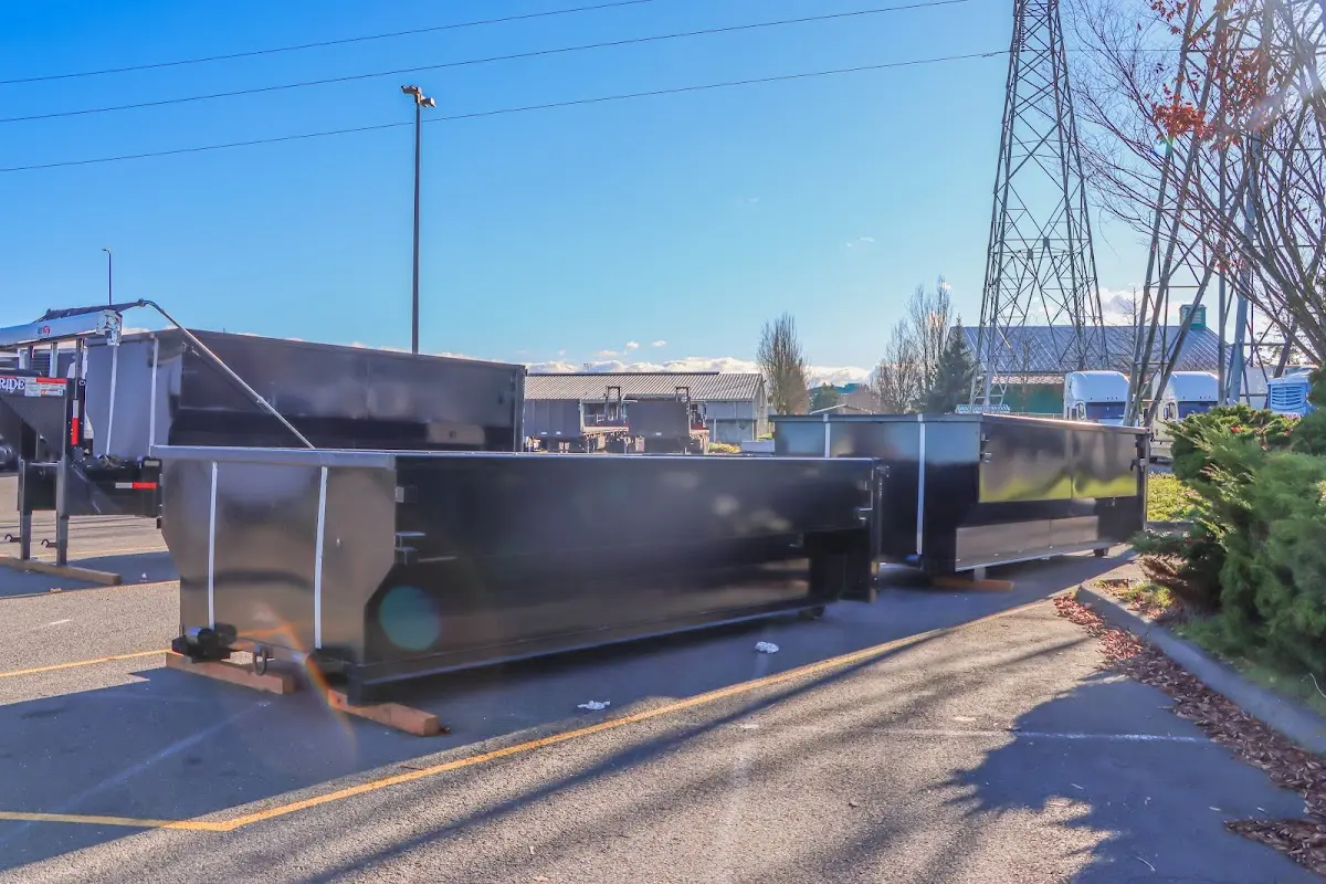 Roll-off dumpster ready for waste disposal at job site for Concrete Dumpster Rental in Shady Hollow